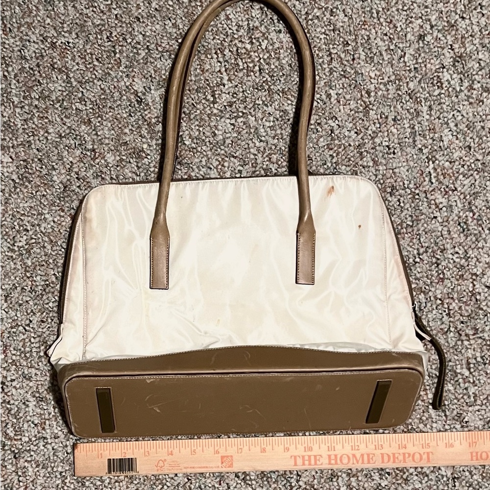 Prada Cream and Brown Shoulder Satchel Tote Bag - Picture 2 of 12